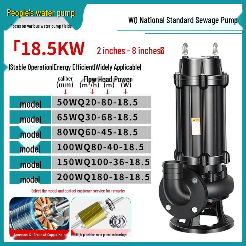 People's Standard Genuine Sewage Pump: Non-Clog High Head, Large Flow, 380V Submersible