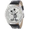 Disney MK1015 Mickey Mouse Silver Dial Black Crocodile Strap Watch Unisex