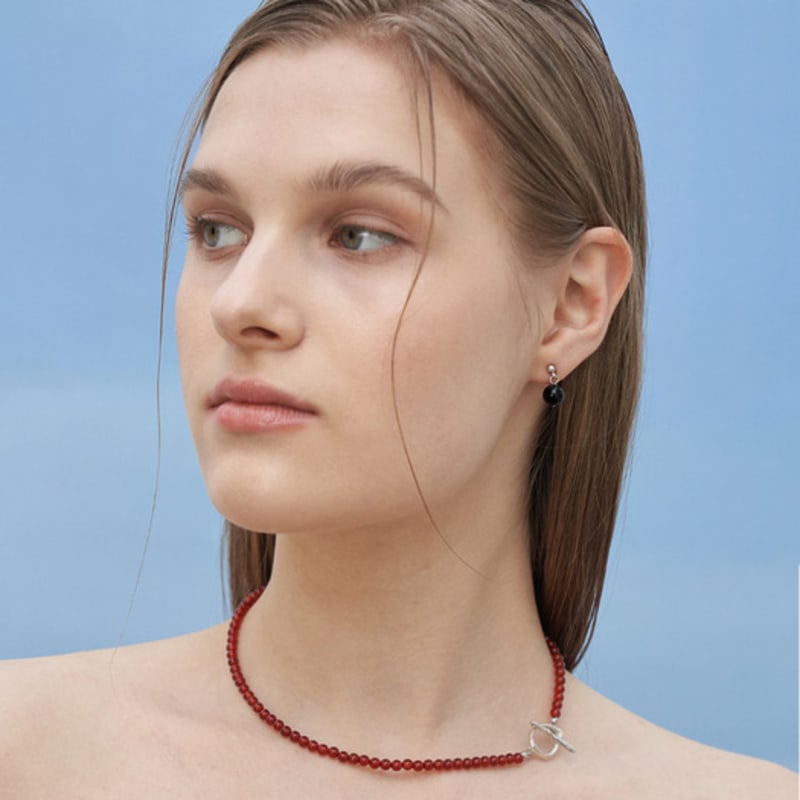 cotoit Cherry Red Jade Necklace (4mm)