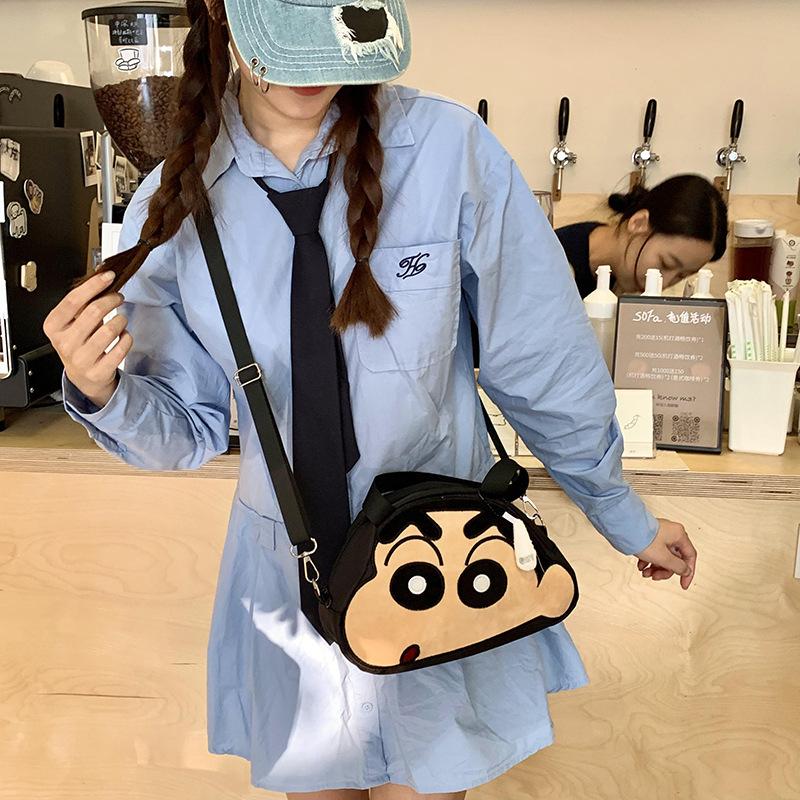 New cute cartoon small new hairball canvas diagonal span bag plush toy doll shoulder messenger bag gift wholesale
