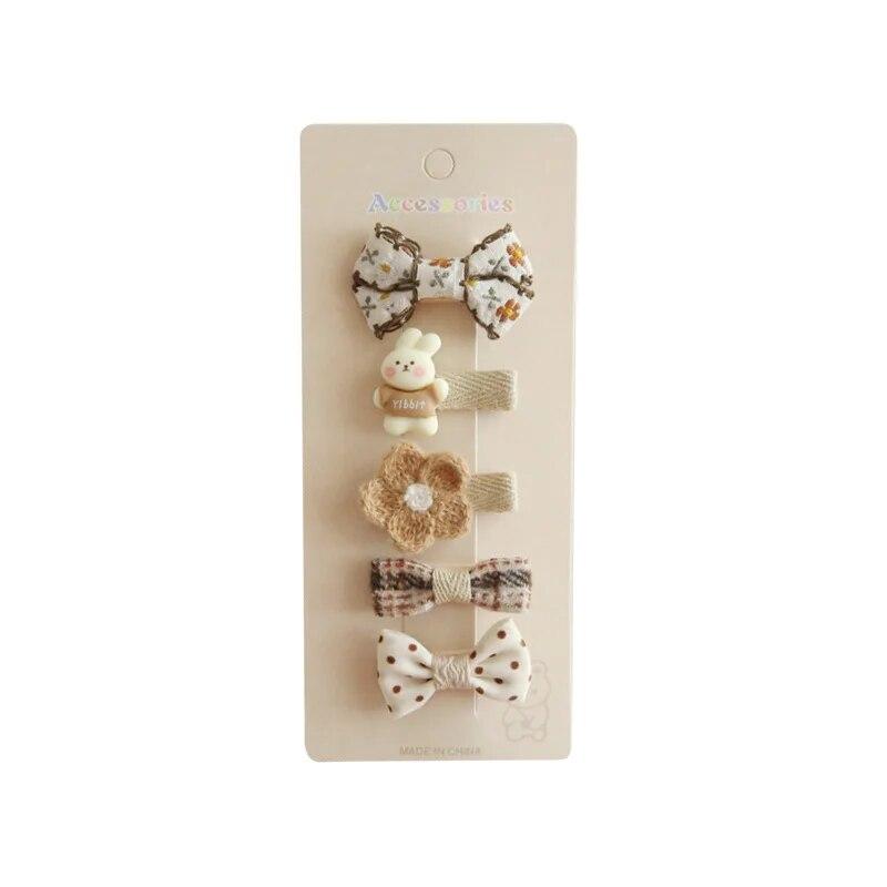 5Pcs Baby Hair Pins for Girls Gift Korean Bear Bunny Kids Hair Accessory Bows Flower Princess Children Girl Hairclip