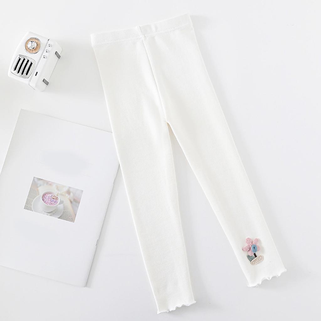 Girls Leggings Kids Spring Leggings Leg Warmer Child Autumn Tights Leggings Ankle Pants with Crochet Flower Pattern