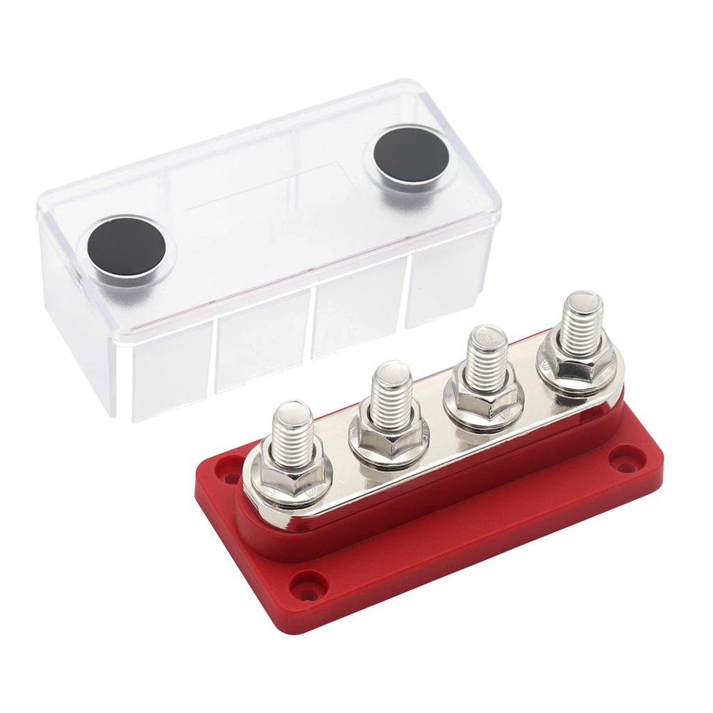 300A Power Distribution Block Bus Bar 4 X 3/8 48V   Busbar Box with Transparent Cover