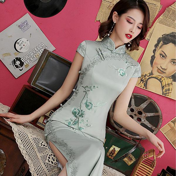 Modern Cheongsam Women's Short Lace Cheongsam Chinese Dress Cheongsam Party Vintage Ao Dai Elegant Dress Improvement