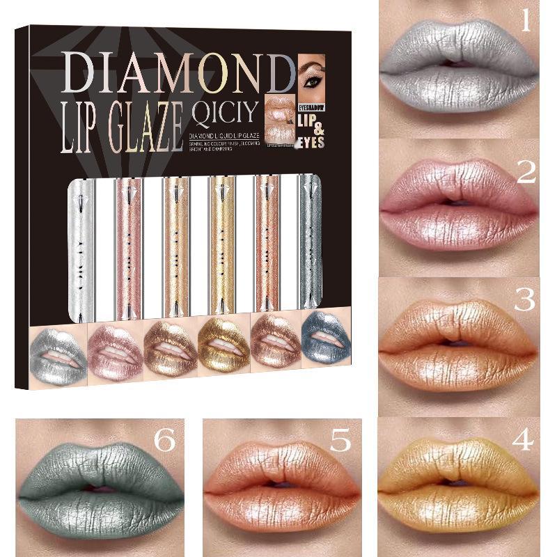 QICIY Color-Changing Lip Gloss & Liquid Eyeshadow Set: Dynamic Dragon Sparkle, 6 Shades.