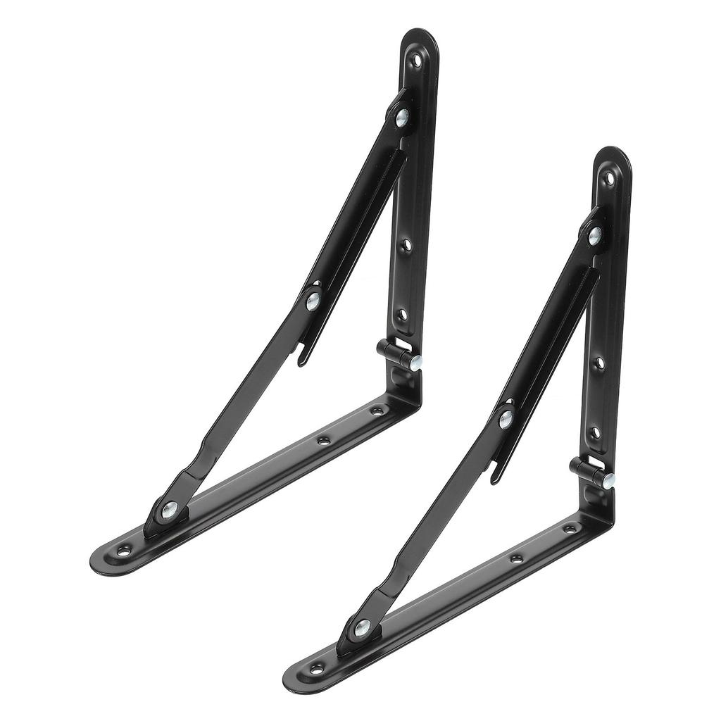 2Pcs Black Folding Support Brackets Heavy Duty Wall Board Support Rack Practical Folding Shelf Brackets for Garage Workbench