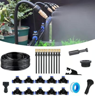 Kit de Irrigação por Gotejamento para Estufa 5M-20M Sistema de Irrigação Automática de Jardim Curvo 360° Distribuição de Água para Plantas Névoa para Pátio