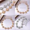 Floral Pearl Metal Waist Chain With Carved Flower Design For Women Spring Summer Fashion