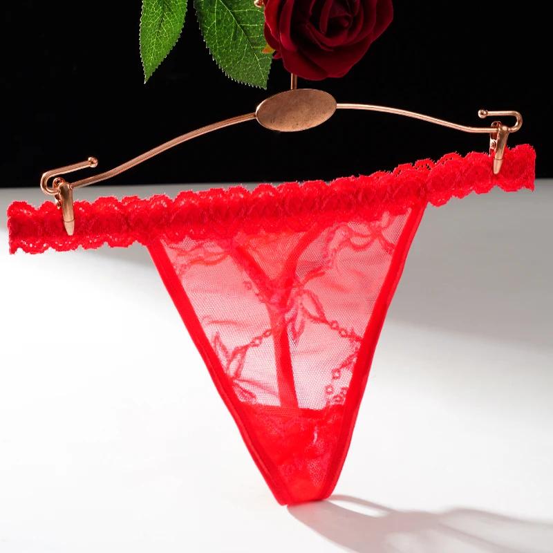 Sexy G String Underwear Women Perspective Panties Low Waist Briefs Female Hollow Out Lingerie Solid Color Thongs