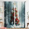 2pcs,2D Plane Printing Curtain Popular Christmas Tree Snowy Forest Scenery 100% Polyester (without Rod) Home Decor Ldeal for