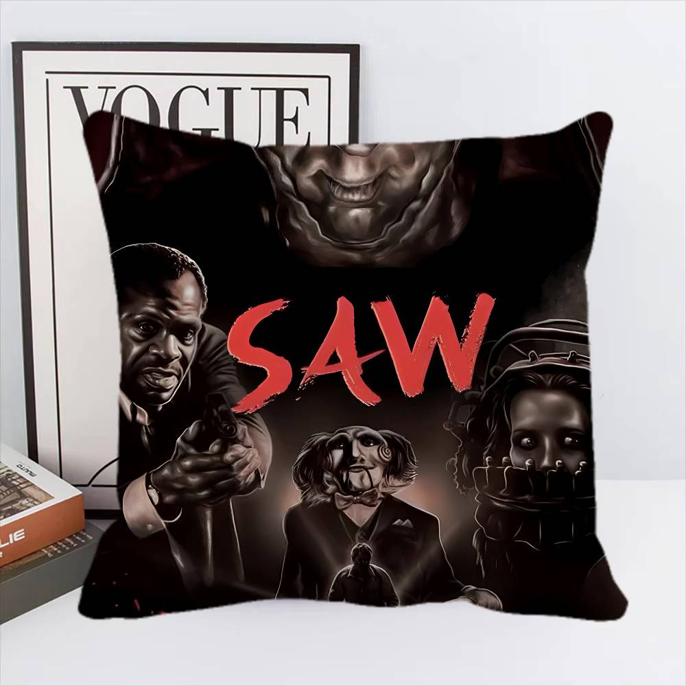 Canvas Printing Wall Art Saw Horror Movie Pillow Case Square Pillow Bedroom Sofa Leisure Comfort Cushion Home Decoration