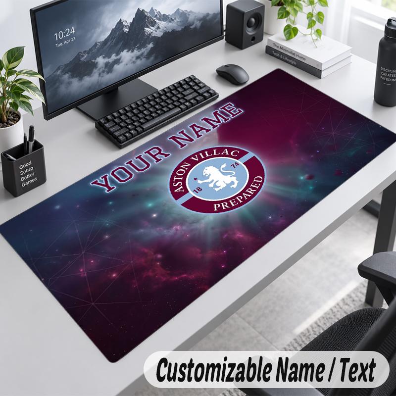 Custom Name Text Mouse Pad Aston Villa Personalized Desk Pad For Work And Gaming