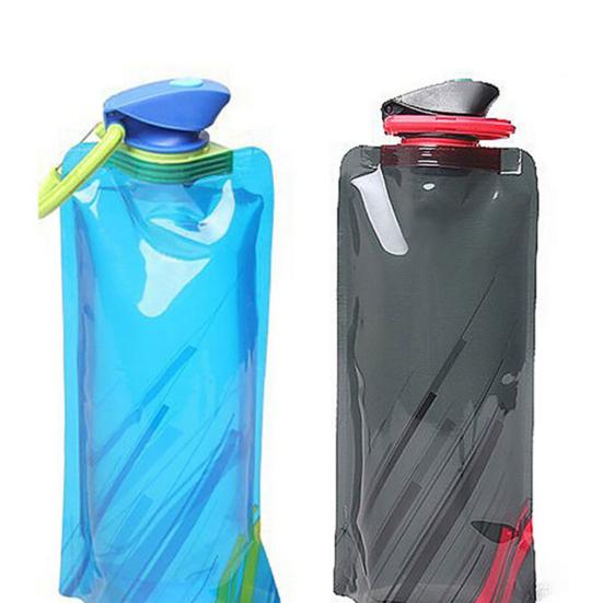 700ml Reusable Foldable Flexible Water Bottle Pouch Bag Camping Hiking Tool