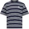 Sports Club Round Neck Drop Shoulder Striped Short Sleeve T-Shirt Unisex T-Shirts Navy-Blue 6006003-410