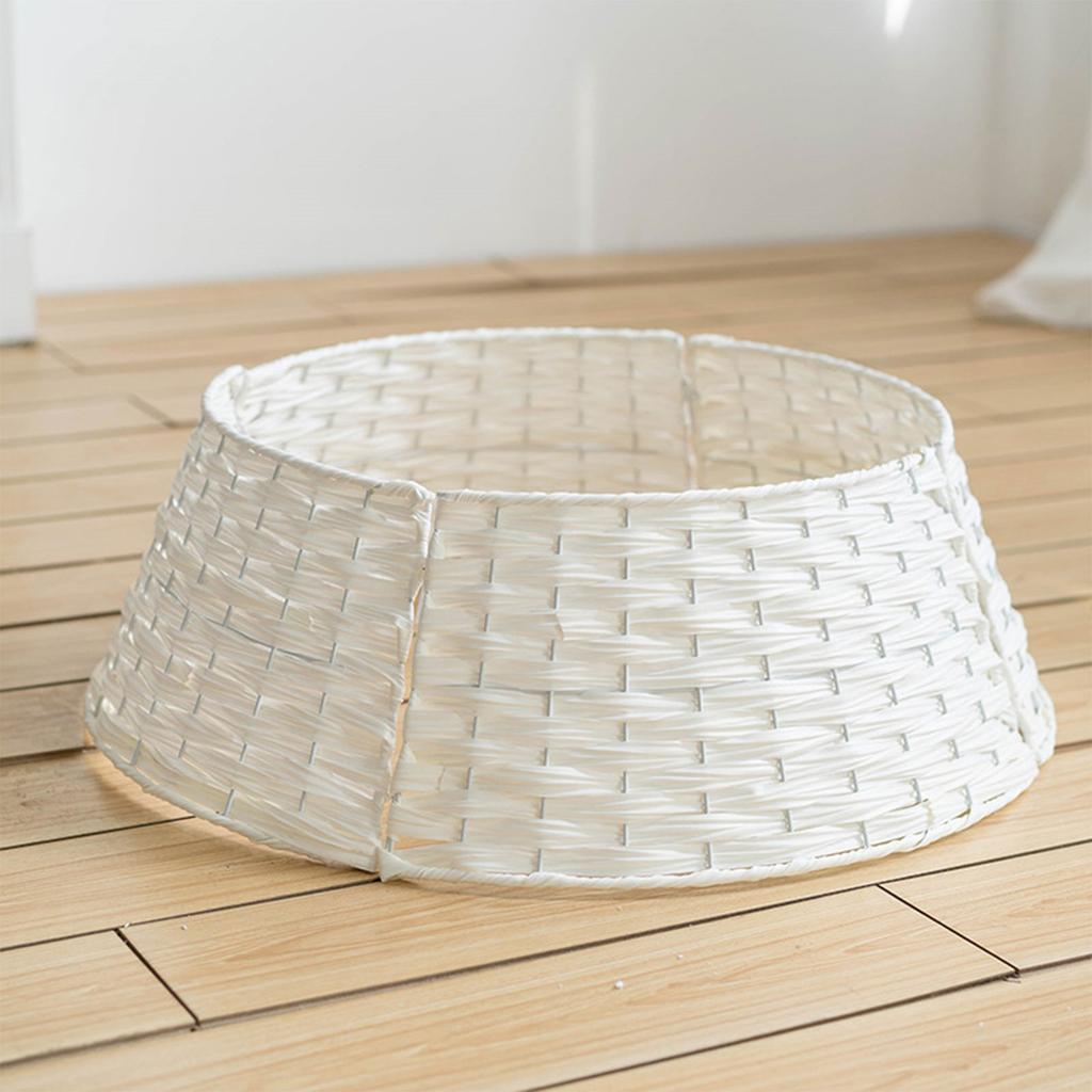 Rustic Christmas Tree Collar  Woven Wicker Tree Base Stand Cover For Artificial Holiday Decoration Ring Skirt Basket For Tree, Natural & Stable