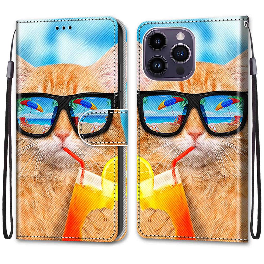 Luxury Painted Leather Case Wallet Book Style Protective Cover for iPhone 16 15 14 13 12 11 Pro MAX 16Pro 15Pro 14Pro 16Plus 15Plus 12mini SE4 (2025)
