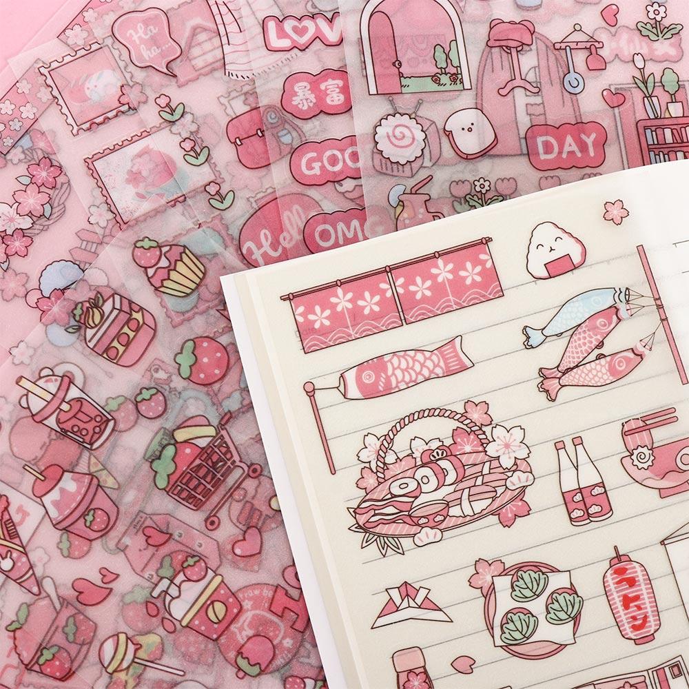 Frosted Sticker Cartoon Decorative Sticker Diary Stickers Pink Flash Point Sticker Anime Stickers