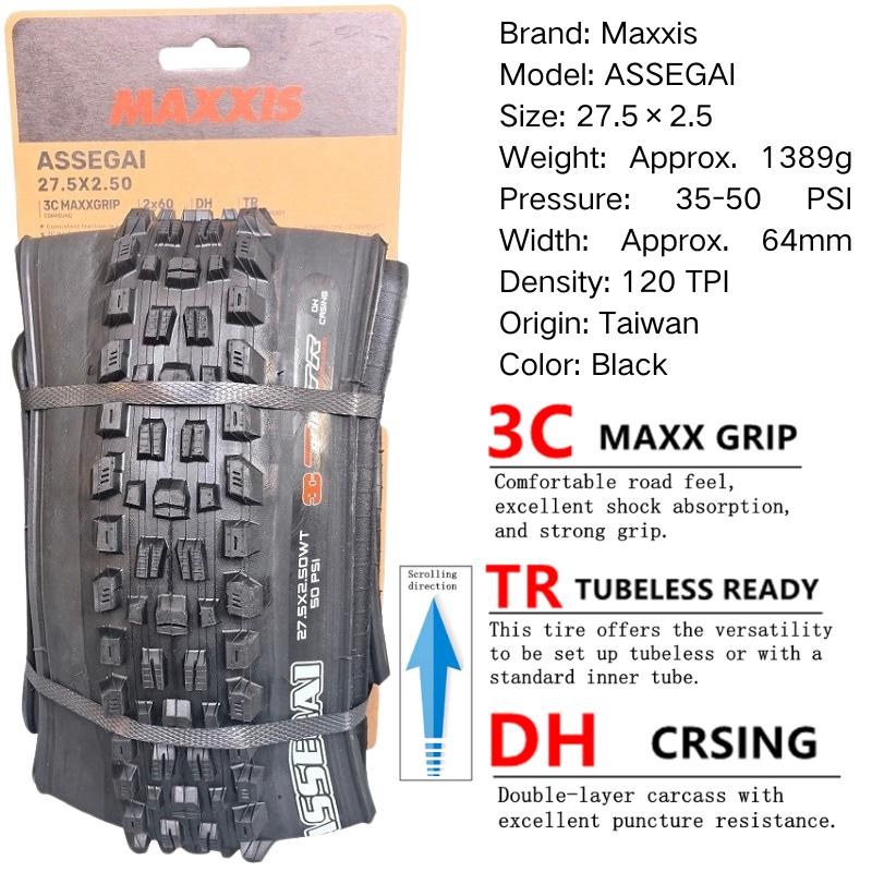 Maxxis ASSEGAI 27.5 29X2.5 Palce Downhill Skládací Vakuový Odolný proti Defektům Je Maxxisova Nejpevnější Quick Drop Plášť