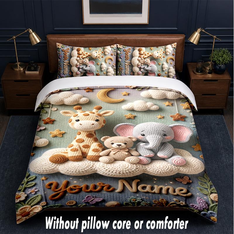 Family Friends Theme Custom Text Or Name 3Pcs Bedding Set,1 Flat Sheet & 2 Pillowcases Personalized Home Bedding