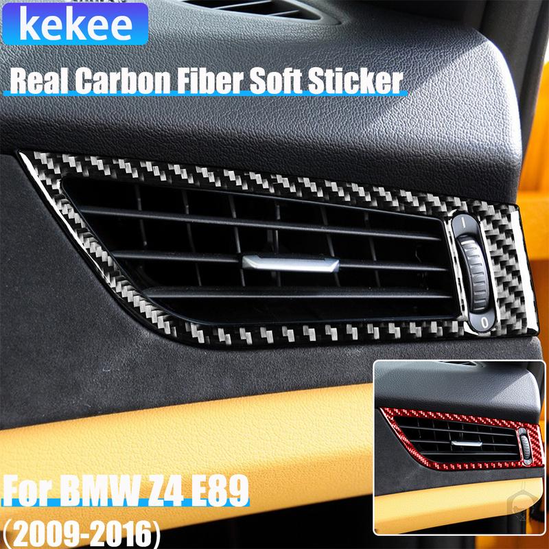 Real Carbon Fiber Car Accessories Dashboard Air Vents Cover Soft Sticker For BMW Z4 E89 2009 2010 2011 2012 2013 2014 2015 2016