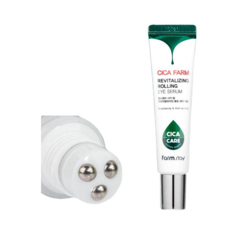 [Farm Stay] Cica Farm Rewitalizujące Serum Pod Oczy w Kulce (25 ml) – Masażer 3-kulkowy na opuchliznę i do pielęgnacji łagodzącej
