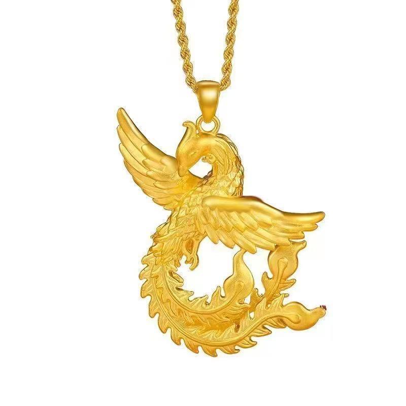 Unisex Exquisite Phoenix Feather Pendant Necklace - Stylish and Elegant Design