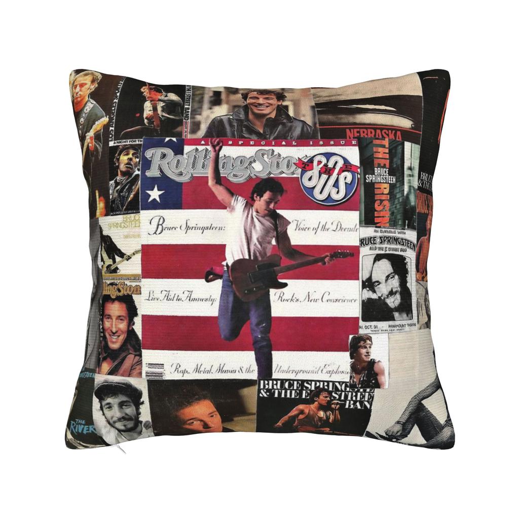 Bruce The E Street Band Springsteen Square Pillow Cases Rock USA 80s Cushion Cover Custom Decorative Pillowcase for Sofa 45x45cm