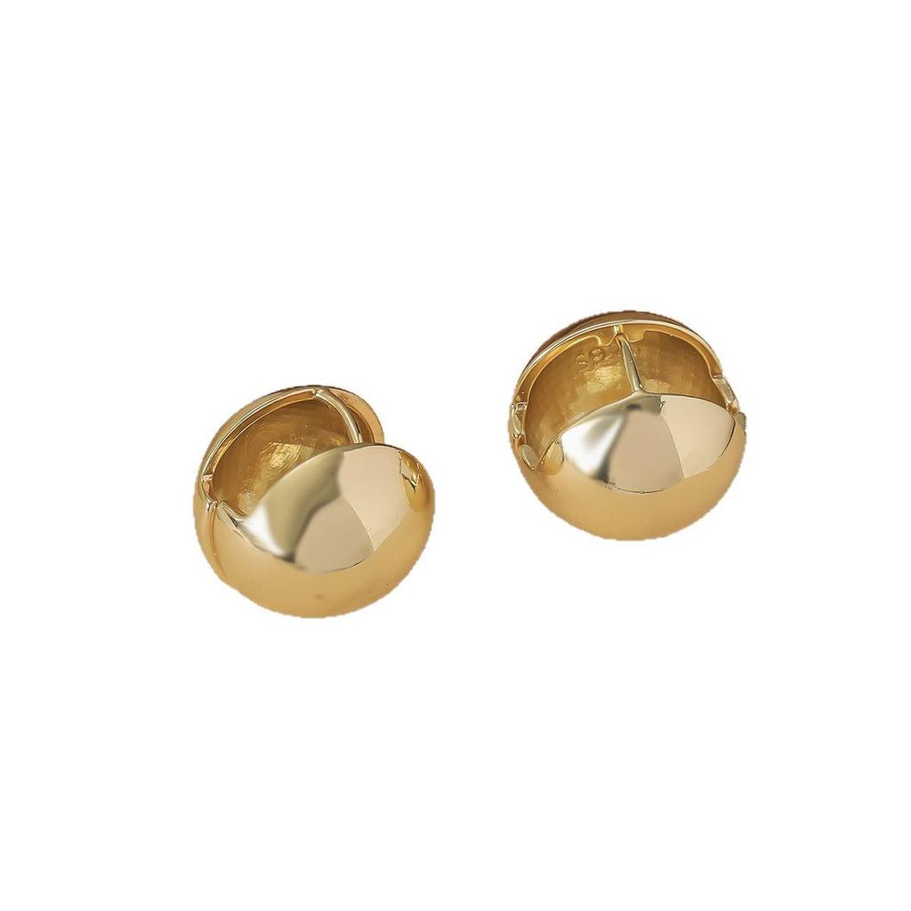 Plain Round Hoop Stud Earrings - High-End, Light Luxury Design for Women