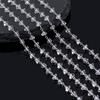 1M Silver Color Copper Chain Transparent Grave Crystal Triangle Stone Beads Chain DIY Necklace Bracelet Jewelry Making Material