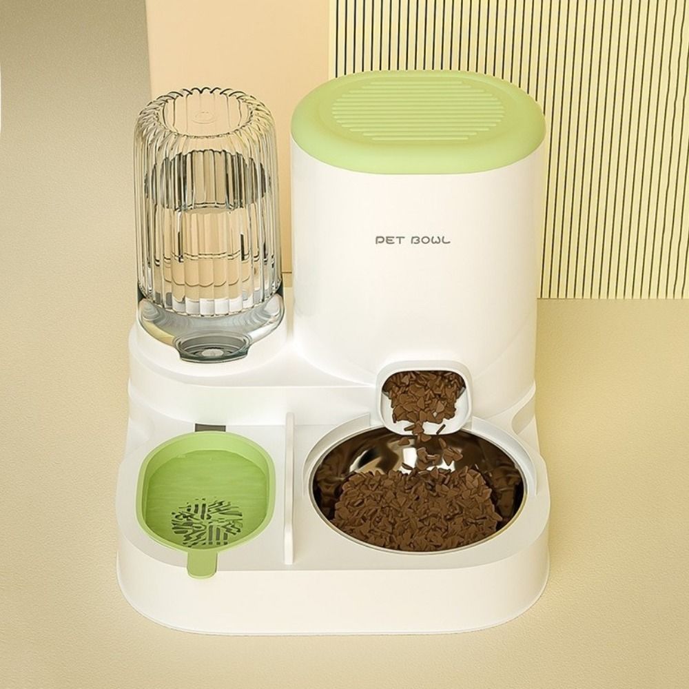 Separate Design Pet Integrated Feeder Anti Spill Large Capacity 2 in 1 Cat Food Dispenser with Stainless Steel Bowl Detachable