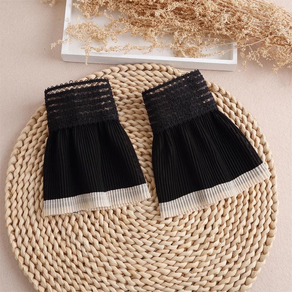 New Female Sweater Dethachable Cuffs Sweet Girls White Fake Sleeves Decorative Ruffles Pleater False Cuff Sleeve Horn Cuffs