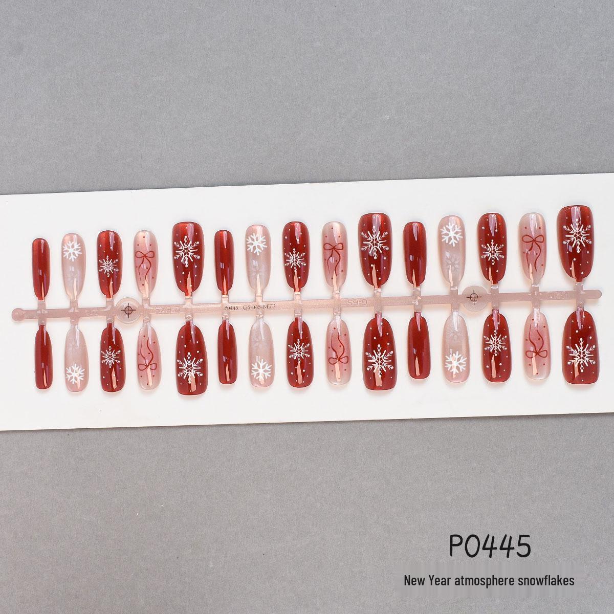 

Medium-Length Festive Red Nail Art Stickers with Snowflake Snowman Design