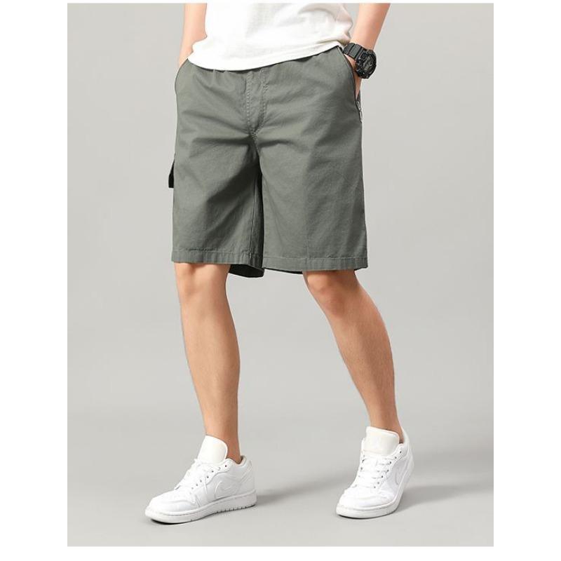 Men's Khaki Cargo Shorts Multi Button Pocket Casual Mid-Length Daily Outdoor Wear