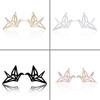 Geometrische Origami-Kranich Edelstahl Ohrstecker - Klein, Vielseitig, Chinesischer Stil Vogel Knorpel Schmuck