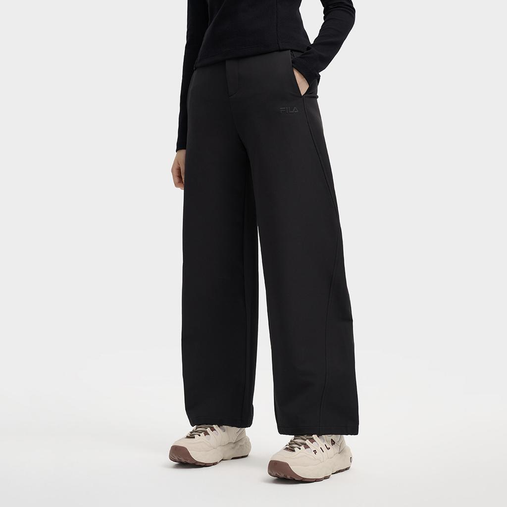 Fila Original Fashion Classic Simple Solid Color Versatile Waterproof Loose Woven Casual Pants Women Pants Black F11W549801FBK