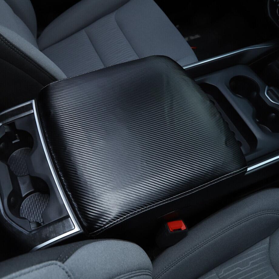 For 2019-2024 Dodge RAM 1500 Carbon Center Console Armrest PU Leather Pad Cover