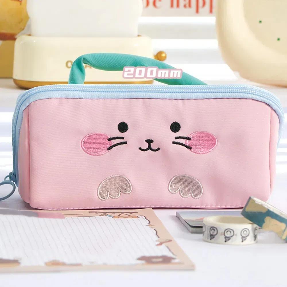 Large Capacity Cartoon Pencil Case Duck Rabbit Dinosaur Stationery Storage Bag  Office Supplies