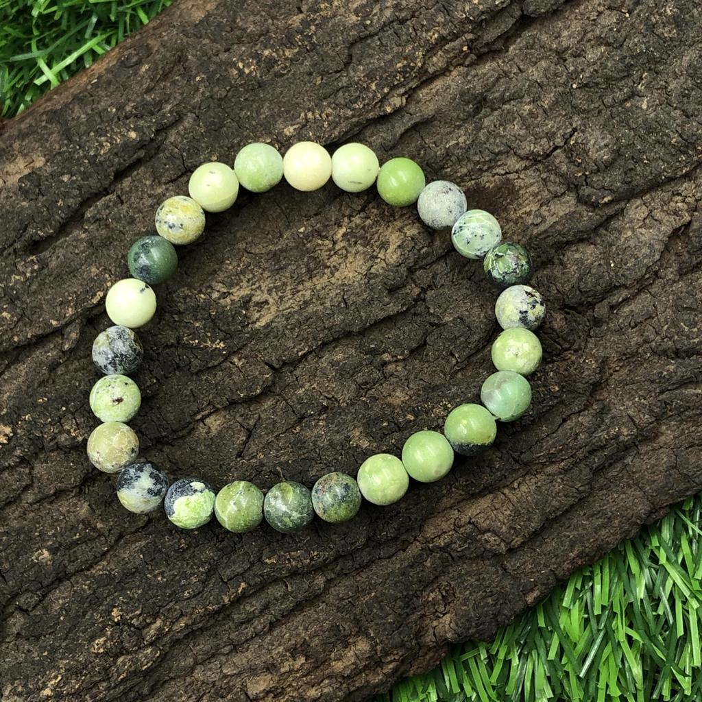 Natural Chrysoprase Gemstone Beads Bracelet 7.5" 8mm Round Beads Jewelry Anniversary Gift For Him/Her RBB-10