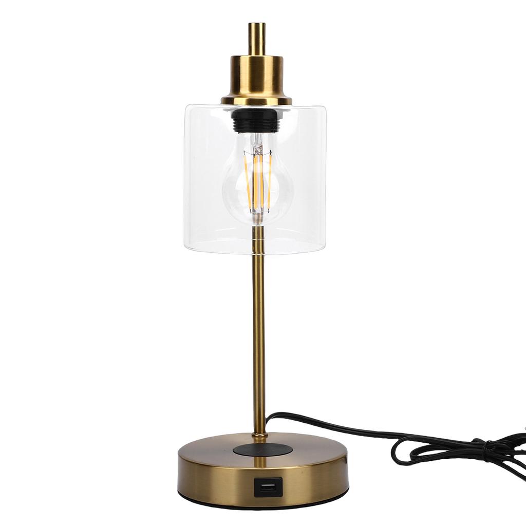Industrial Table Lamp with Wireless r USB Port Touch Control 3 s Brightness Bedside Lamp for Bedroom Guest Room