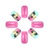24 Pcs Coconut Tree Stick On Nail Gradient Artificial Nail Short Square False Nail Glossy Press On Nail for Woman Girls