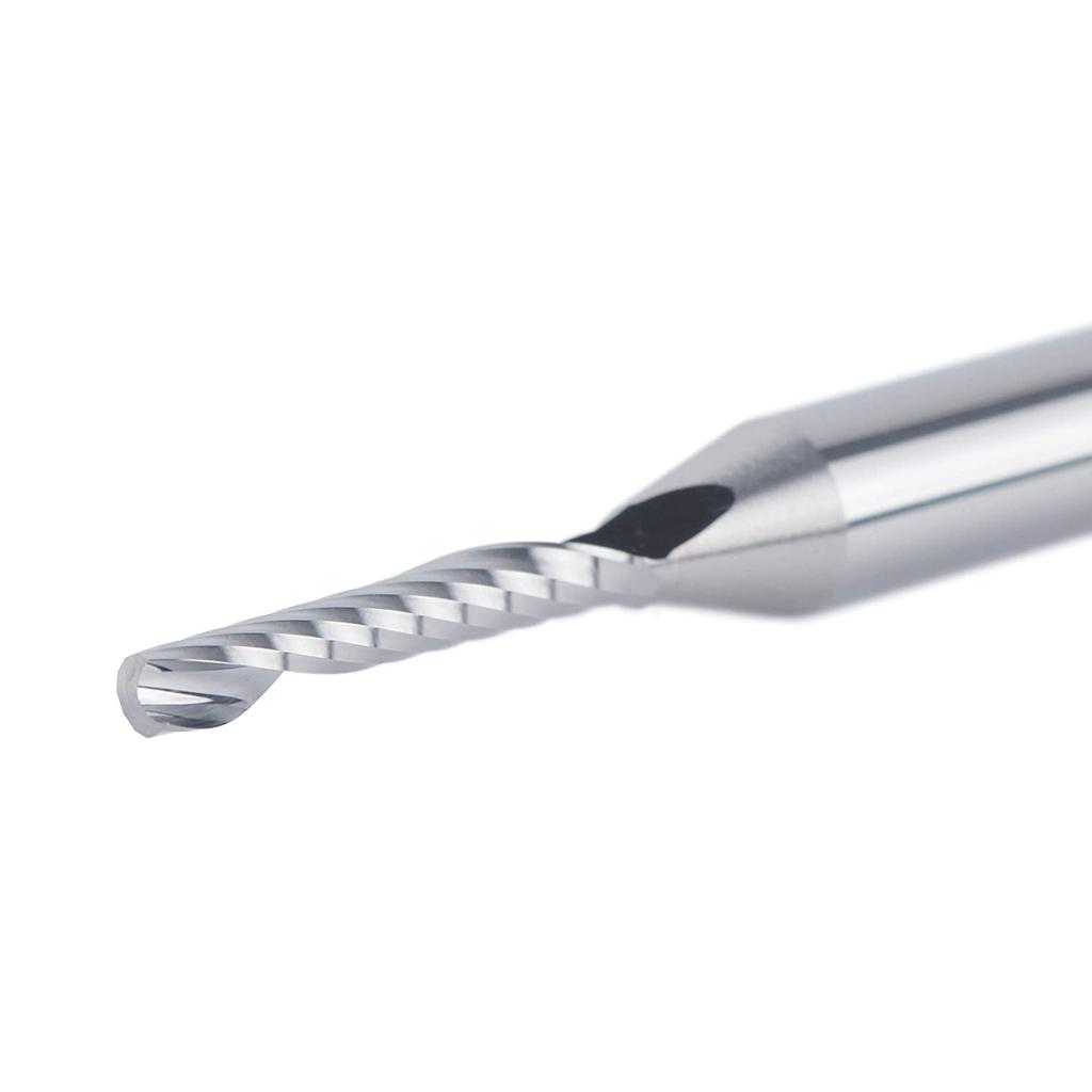 SpeTool 5PCS O Flute Spiral Upcut Router Bit Set 1/4 Inch Shank with 1/8 Inch Cutting Diameter, Carbide Singe Flute Aluminum Cutting End Mill for CNC