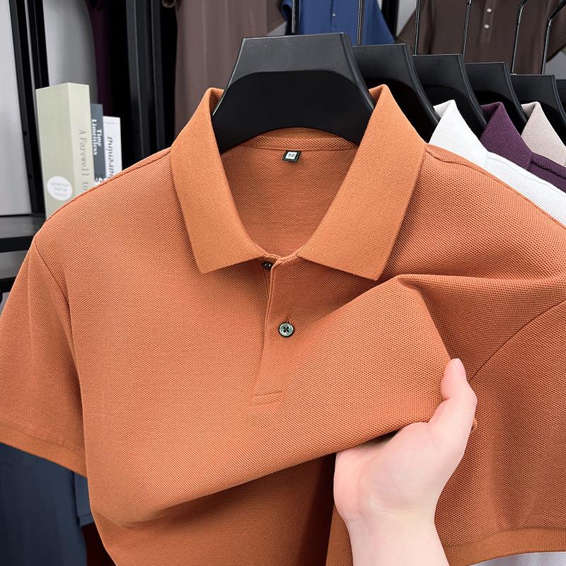 Men's Summer Casual 100% Pure Cotton Polo Shirt with Turn-Down Collar
