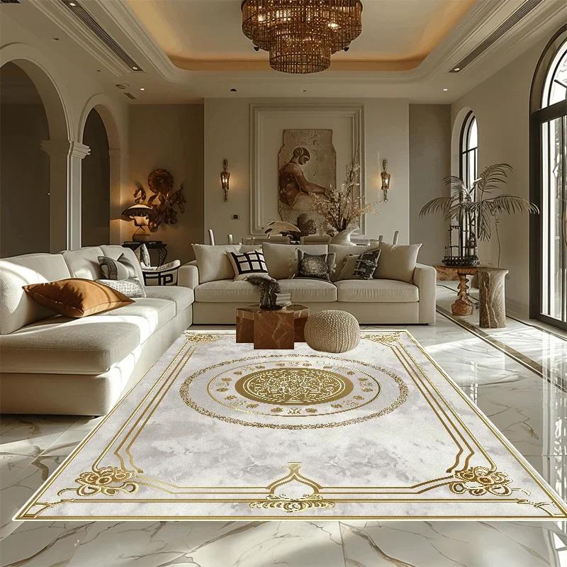 Luksusowy Złoty Duży Rozmiar Dywan do Salonu Dekoracja Domowa Sofa Stół Obok Dywany Sypialnia Hotel Hol Antypoślizgowe Maty Podłogowe tapete