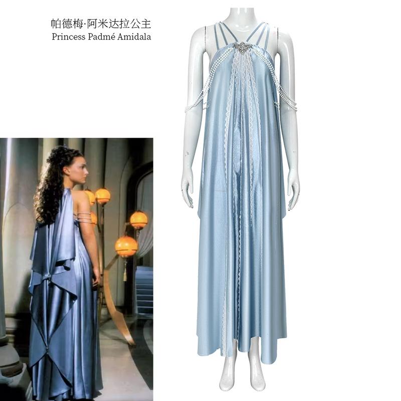 Anime Padme Cosplay Fantasy Amidala Nightdress Strap Sleep Dress Movie Space Battle Costume Disguise Adult Women Fantasia Outfit