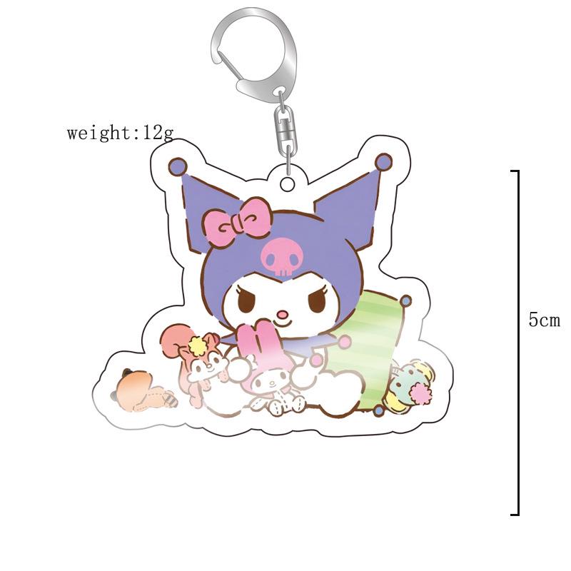 Sanrio Kuromi Pink Cat & Puppy Acrylic Keychain Anime Pendant