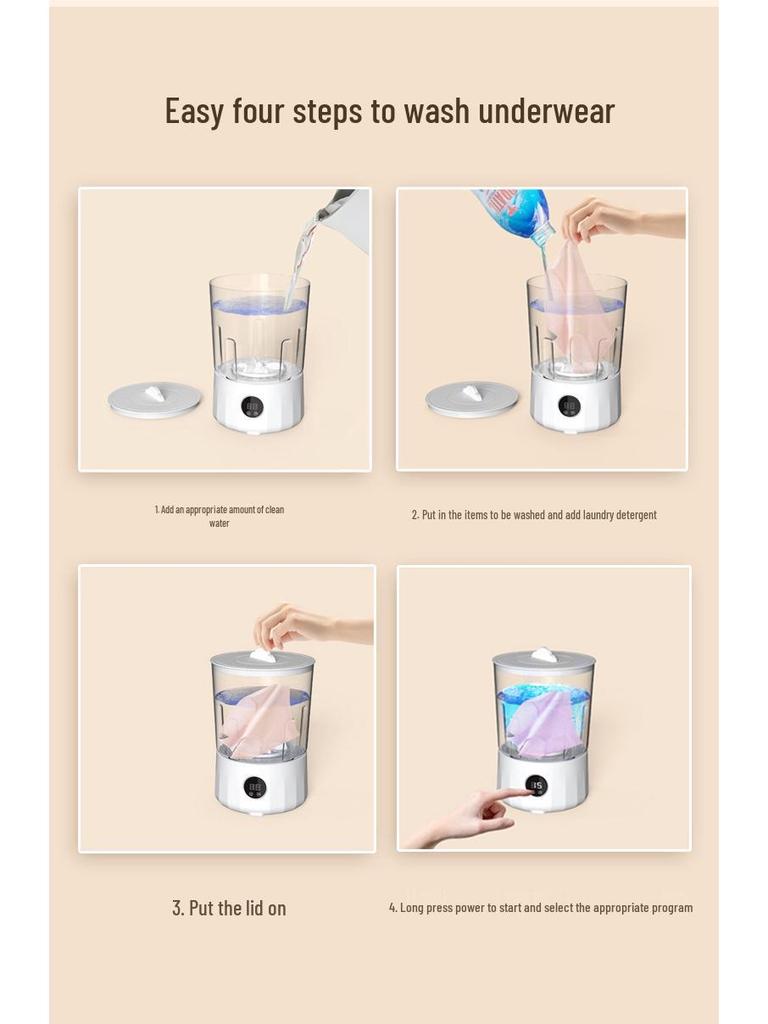 Compact Foldable Washing Machine for Underwear and Socks, 2L Capacity - Ideal for Dorms and Travel