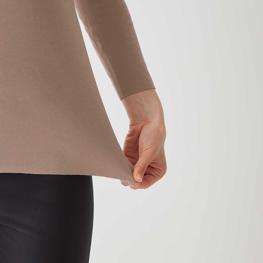 Gunze Kirei Labo Warm Cotton Long Sleeve Veil Size L Innerwear, Seamless, Blend, Thick, Brushed, Warm, Innerwear, KL9946R, Women's, Brown,