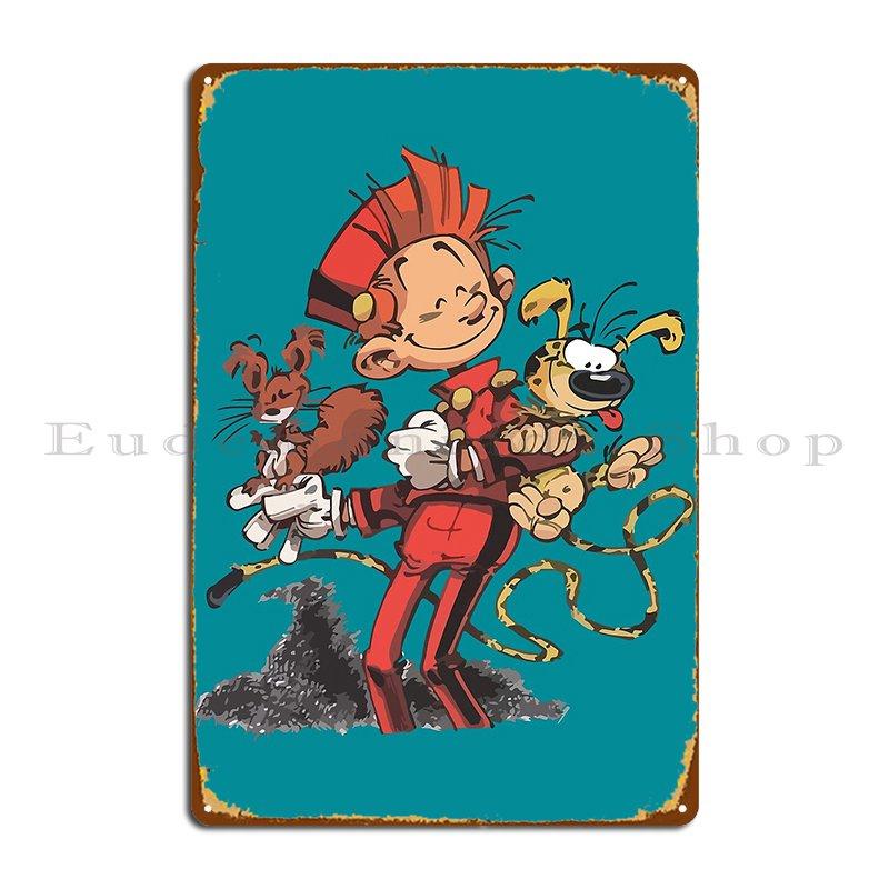 Spirou Marsu And Spip Metal Sign Designs Living Room Decoration Garage Garage Tin Sign Poster