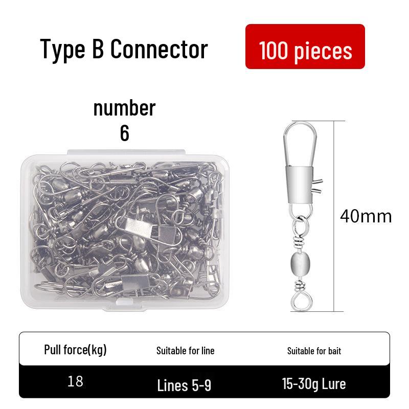 Type B Snap Swivel Barrel-Shaped Figure-8 Ring Connector for Sea Rod Fishing