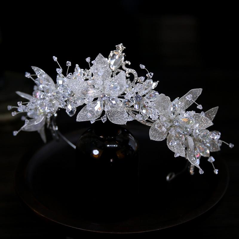 Korean New Style Handmade Flower Small Fresh Wedding Dress Bride Wedding Crown Headdress Crown Tiara Hair Accessories